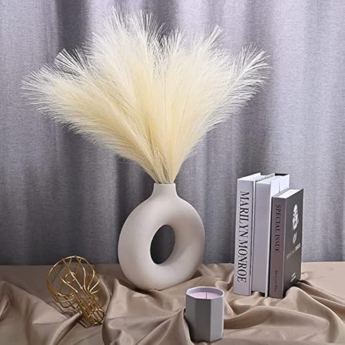 Eastern Rock ER-1001 White Ceramic Vases For Pampas Grass,Water Drop Design Doughnut Vase Modern Home Decor Minimalist Nordic Boho Ins Style thumb #3