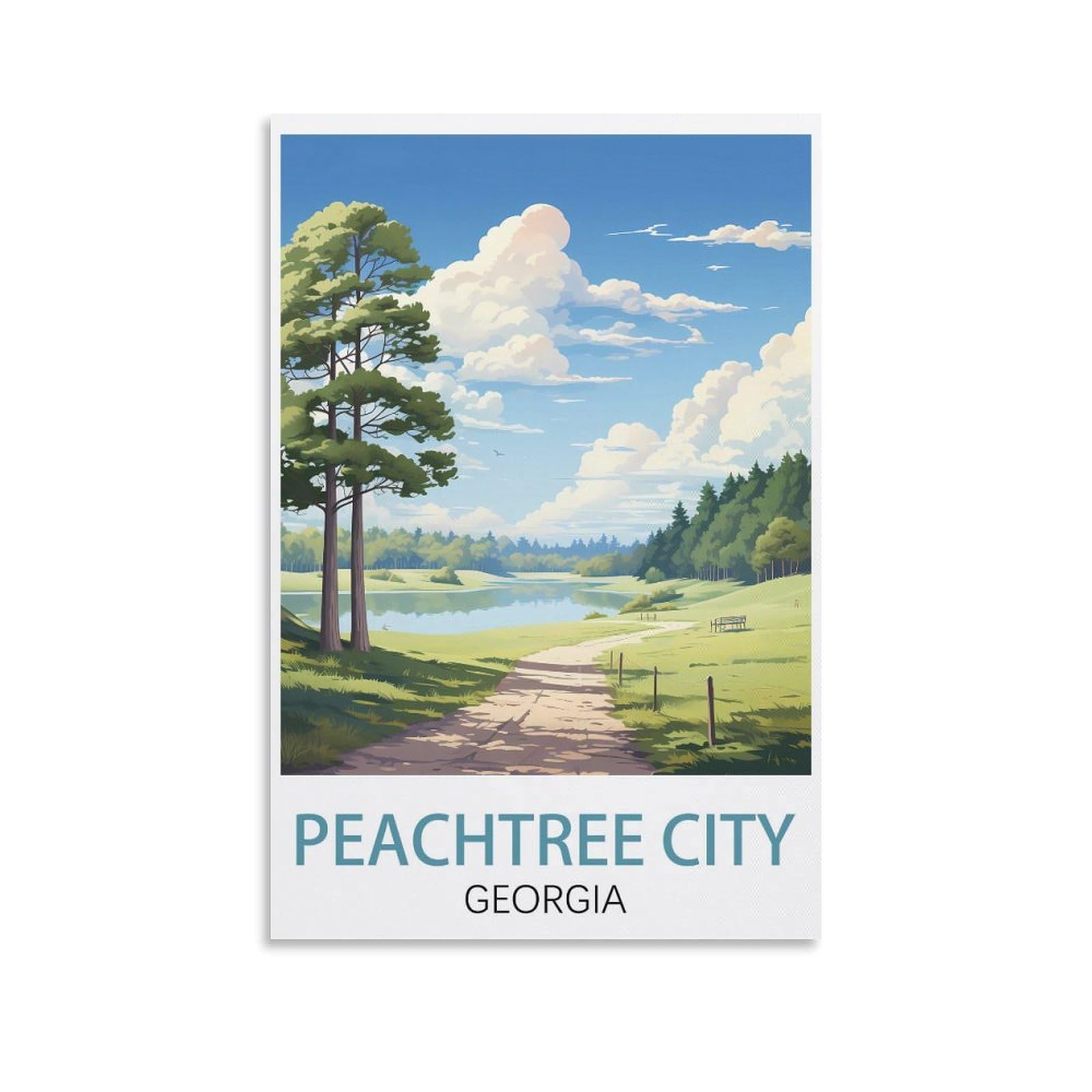 EZMLFA Diamond Painting Art Kits,Peachtree City Georgia,5D Diamond Painting Kit for Adults Beginners, DIY Full Round Drill Gem Art Kits for Home Decor 40x40cm
