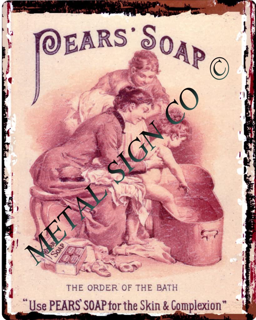Tracy's Signs Earth Tones Pears Soap Metal Wall Sign Bathroom,Pub,Garden,Garage, Shed,Tea Room Office Shop Wall Art Shop Cafe Garage Toilet Bath Bar Vintage Old Ads (6X8in)