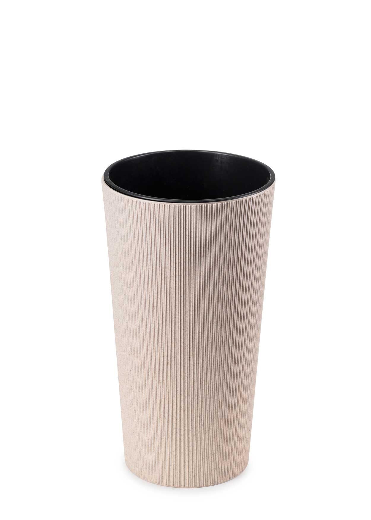 Lot de 2 grands pots de fleurs avec insert pour jardinière, beige, en plastique, pour décoration de salon ou de jardin | Lot de 2 cache-pots (30 x H57 cm et 25 x H46 cm)