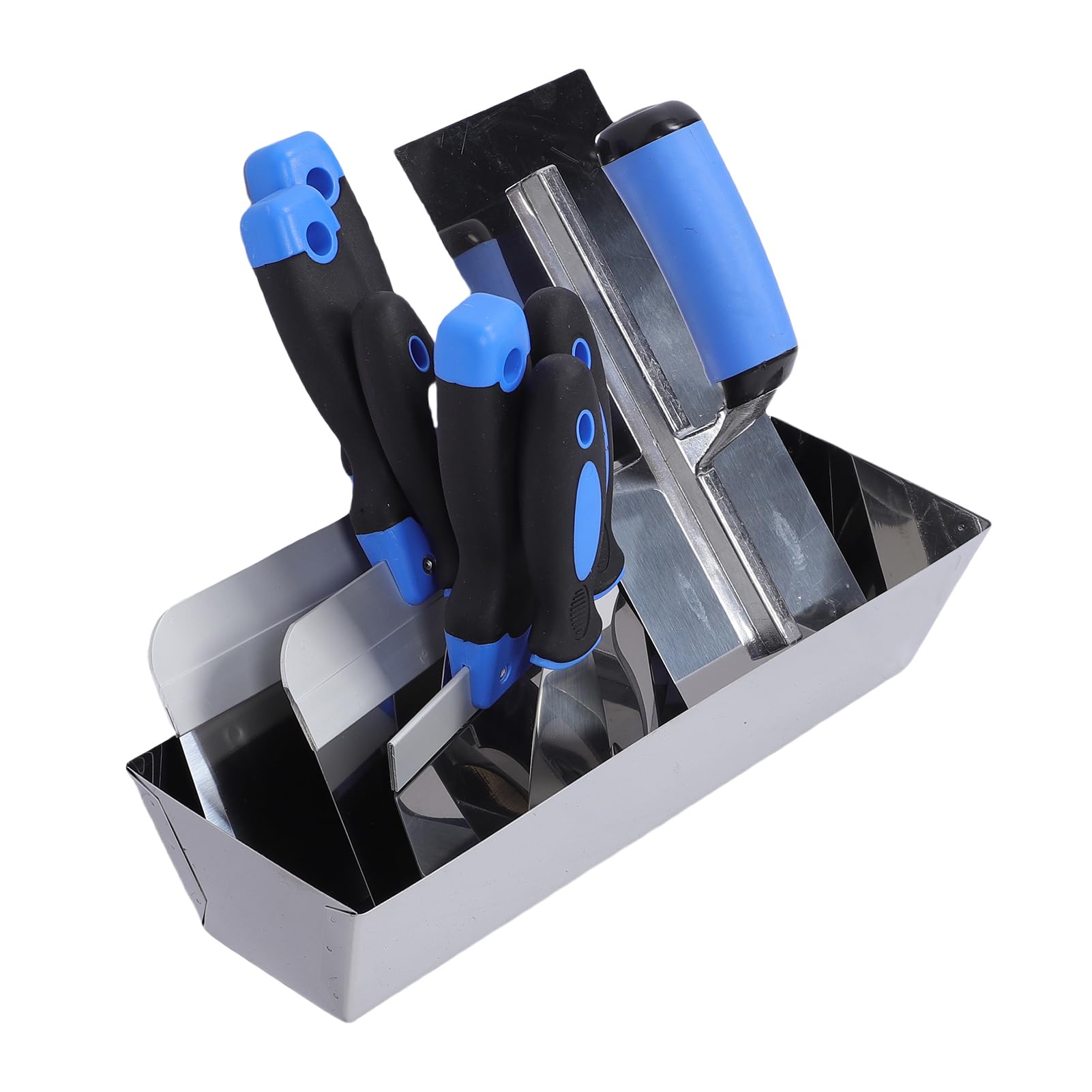 Set Spatola a Secco 8 Pezzi, Padella di Fango 14 Pollici, Raschietto in Acciaio Inossidabile, Pala, Cazzuola con Intonaco con Manici Ergonomici per la Pittura di Fango a parete.