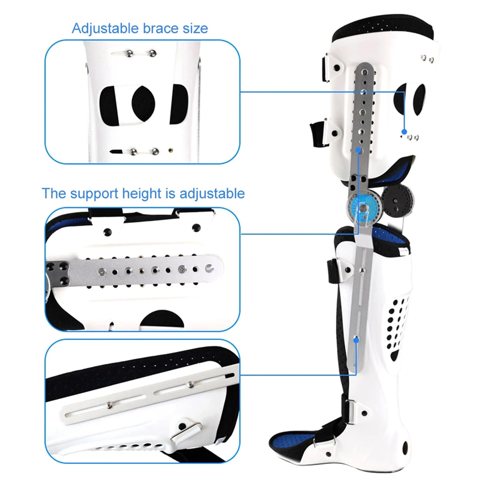 Inmovilizador Rodillera, Cadera Ajustable con Bisagras Rodilla Tobillo Pie Ortesis Abducción, Corrector Postoperatorio Ciática, para Lesiones Articulares Y Rehabilitación Ortopédica