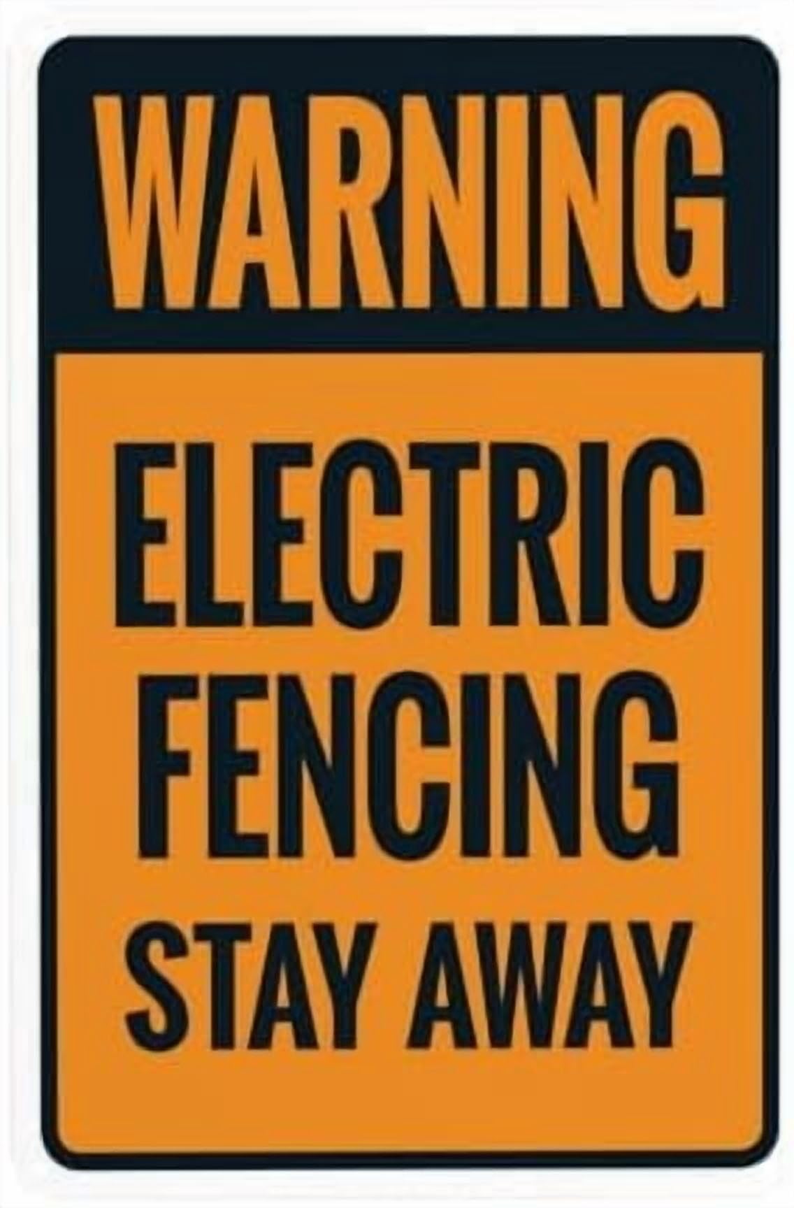 (2-Pack) Metal Tin Sign Warning Electric Fencing Stay Away Warning Sign, Entrance Signs for Business Home Outdoor Indoor Road Yard Garage Street Wall Caution Custom Decor 8 x 12 Inch