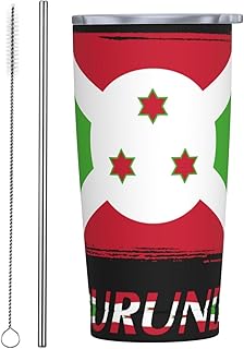 Burundi Burundian Flag 20oz Stainless Steel Vacuum Insulated Tumbler With Lid & Straw Thermal Mug Vacuum Cup Keeps Drinks Hot/Cold For Hours Everyday Use