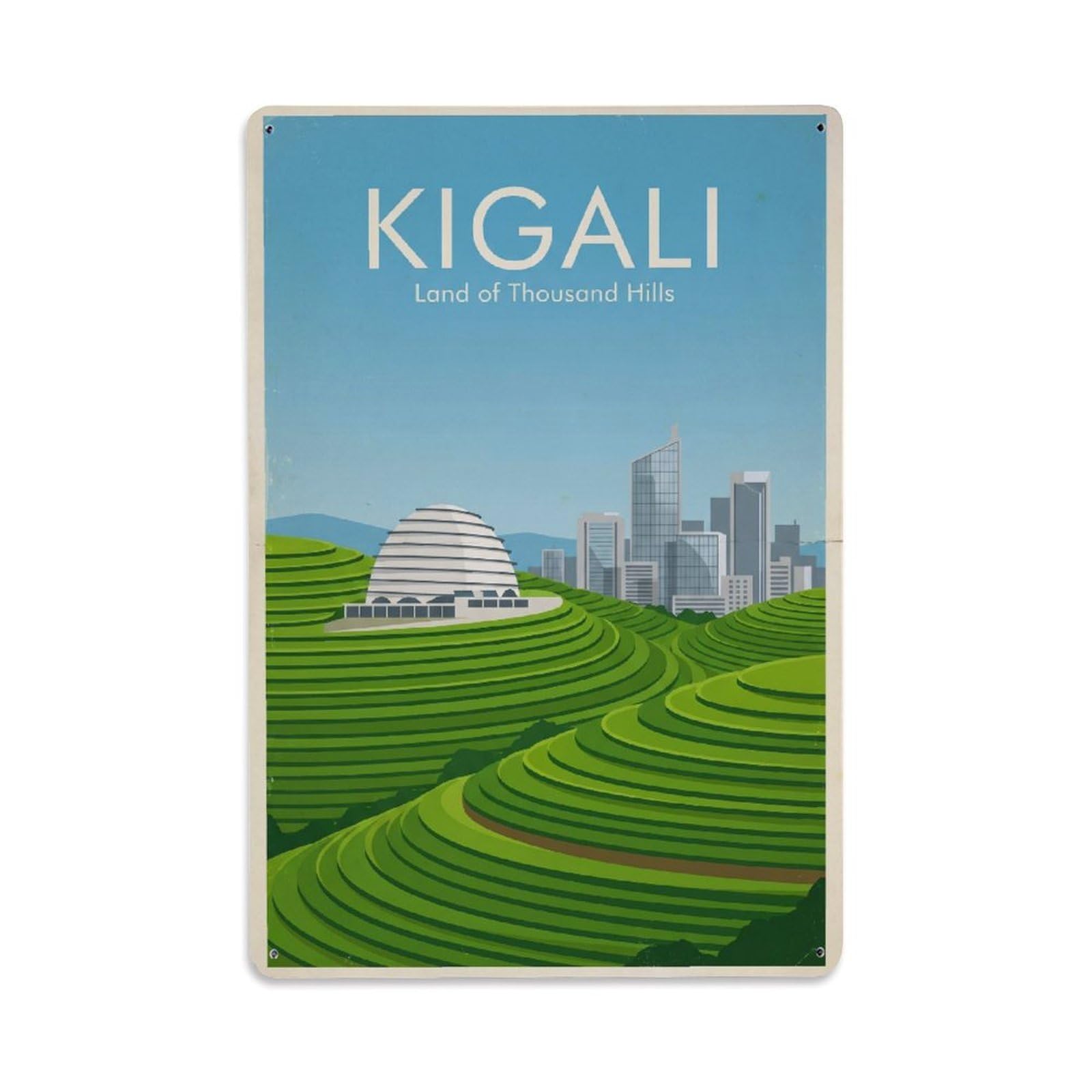 Metal Tin Sign Retro Rwanda Kigali Travel