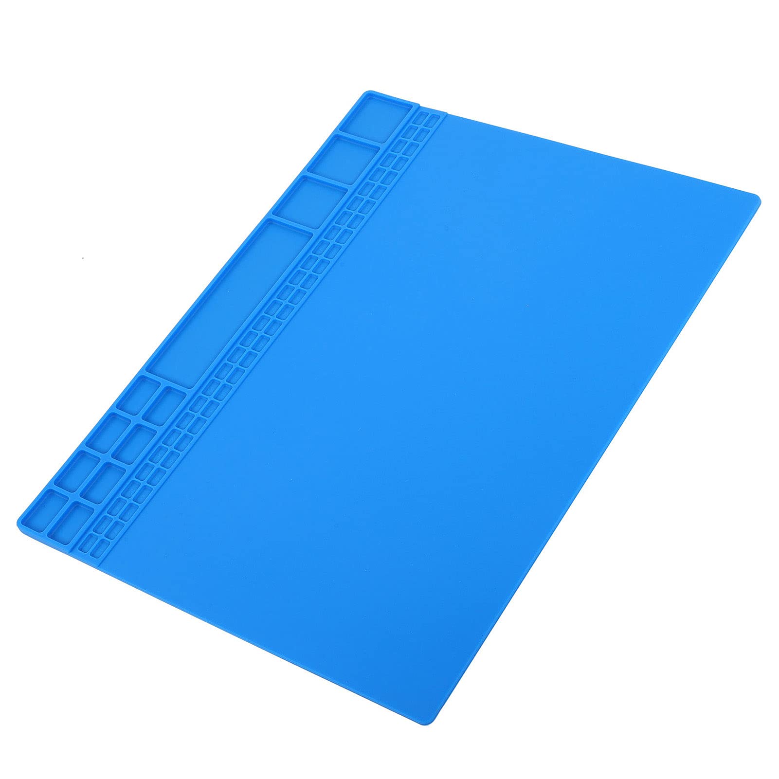 Tappetino magnetico in silicone, resistente al calore, per stazione di saldatura a 500 ℃, con scomparto per viti, per riparazione elettronica e manutenzione del telefono (blu scuro)