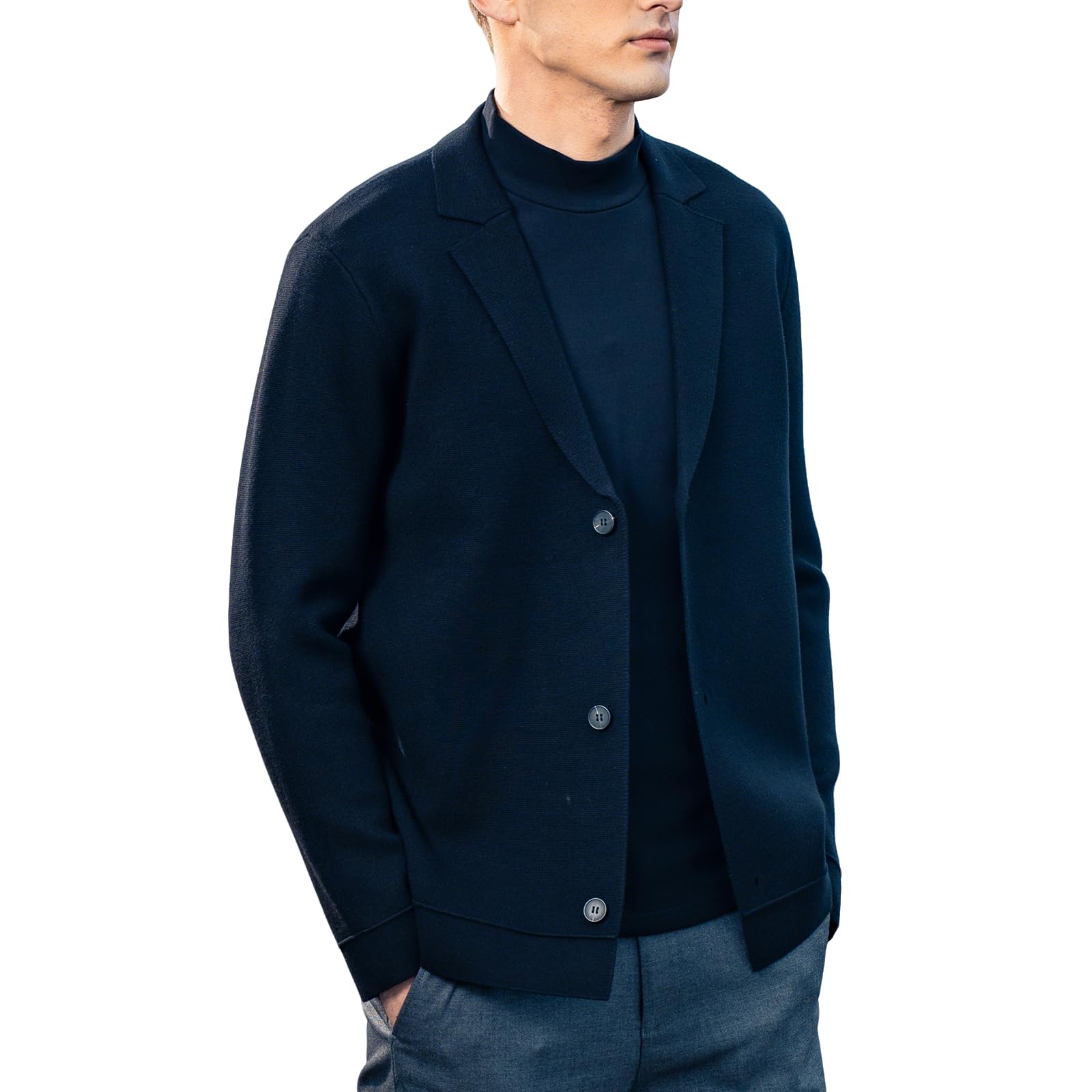 Men's Cardigan Sweater Button Front V-Neck Long Sleeve Knit Sweaters