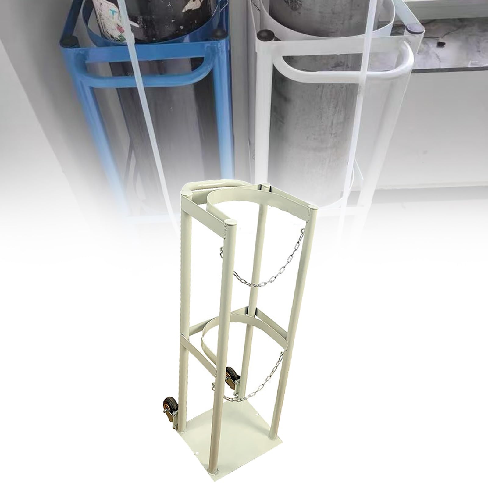 Carrito con Ruedas para Tanque de oxígeno, Soporte para Botellas de CO2/nitrógeno, Soporte portátil con asa, Color Blanco，White