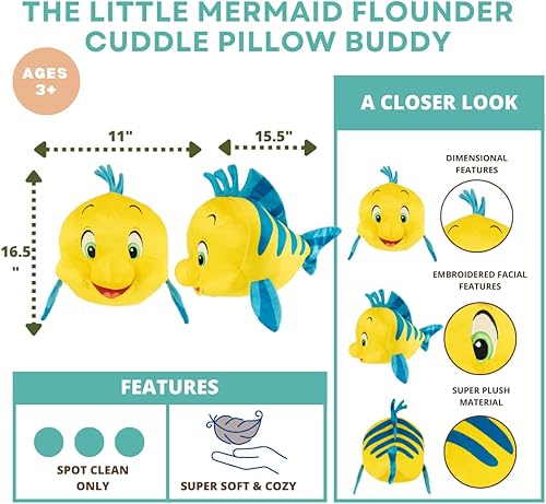 Miniatura 4 de Franco Little Mermaid Kids Bedding - Almohada de felpa súper suave para abrazar, (producto oficial de Disney), estándar, Ariel