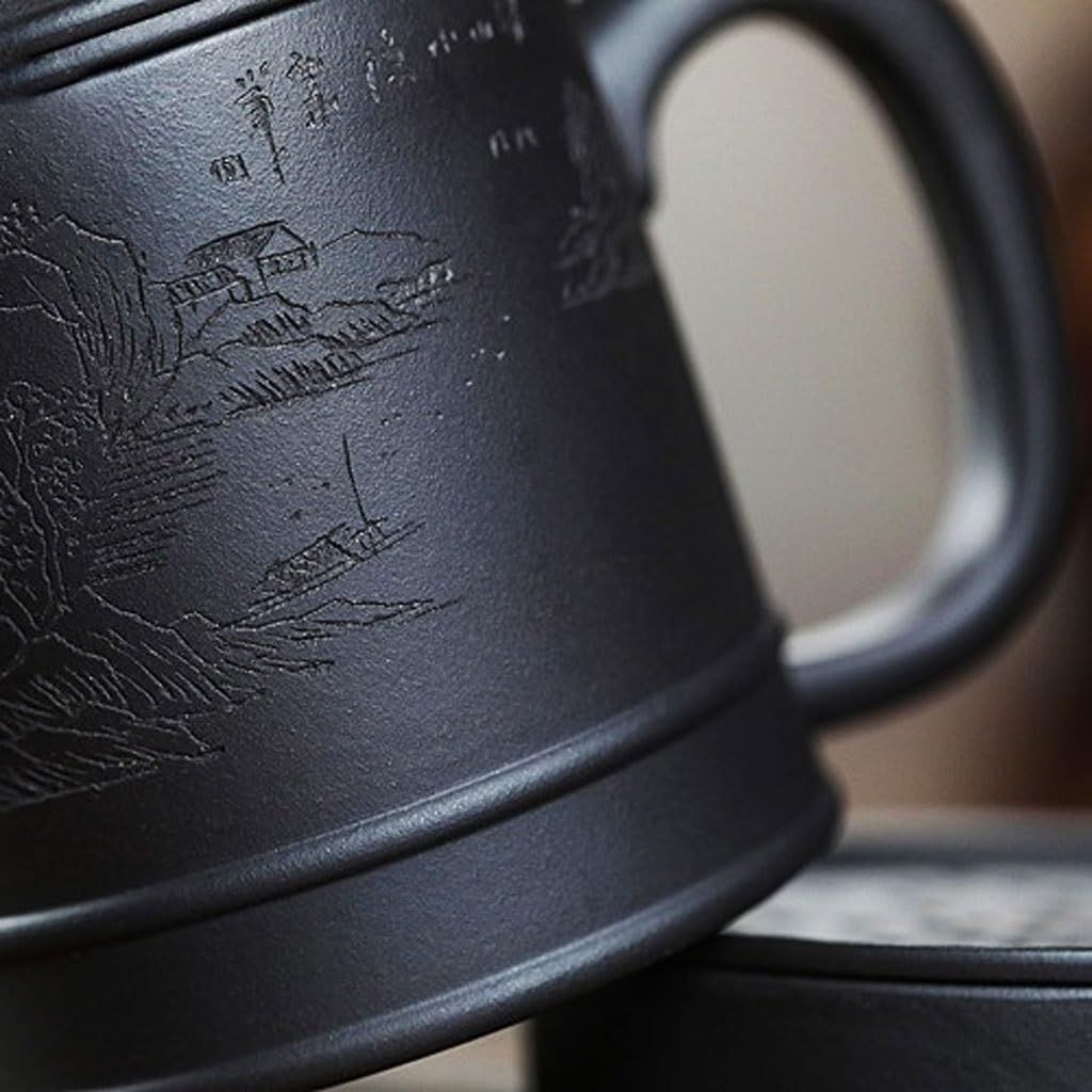 Tasse à thé en céramique Tasse Zisha en Argile sculptée à la Main avec Filtre intérieur for Infusion de thé, séparation du thé et de l'eau, 480 ML Tasses à thé