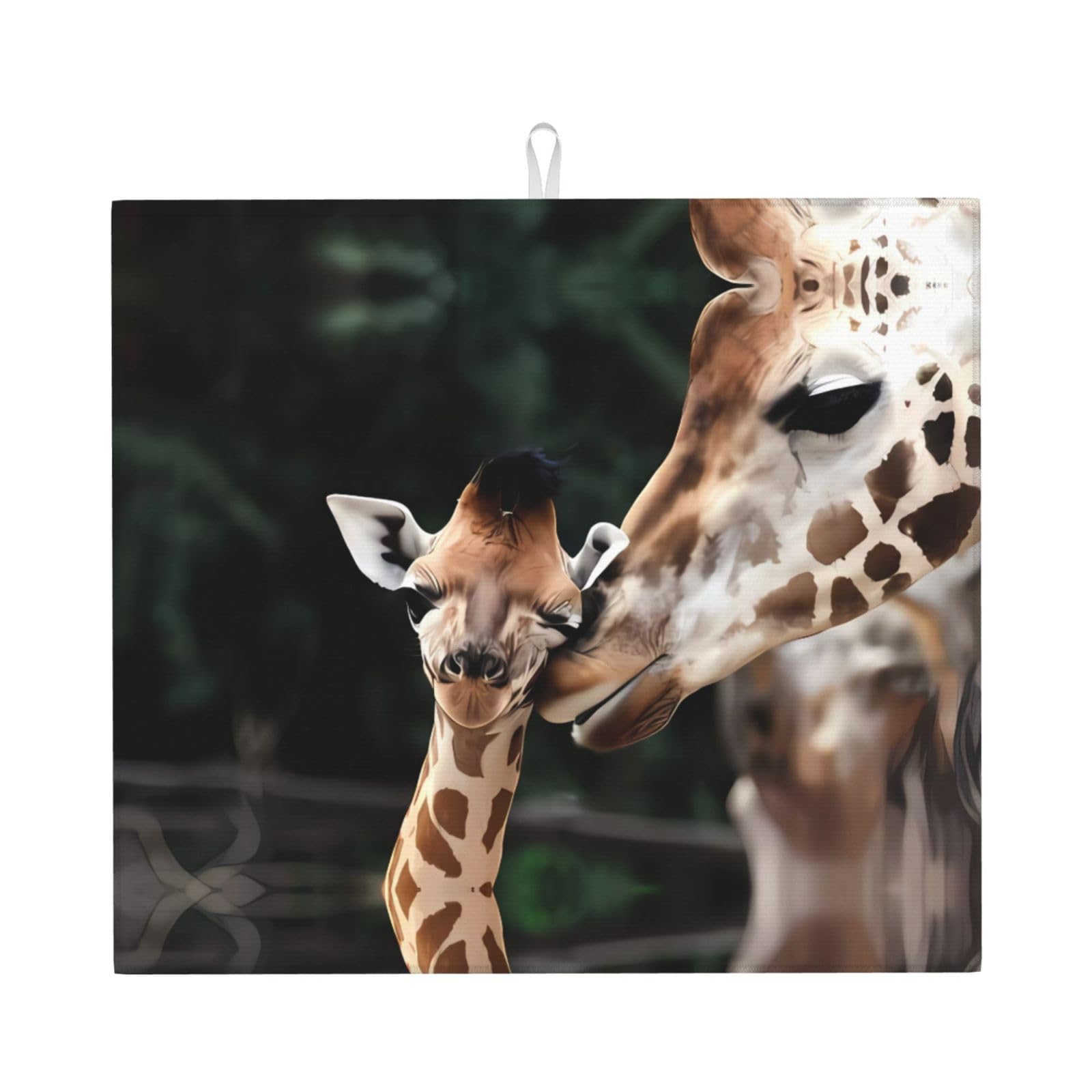 Yyhhaofa Black Two Giraffes Prints Kitchen Drying Mat – Absorbent Dish Throw For Countertops, Non-Slip Quick-Dry Layer With Stylish Prints