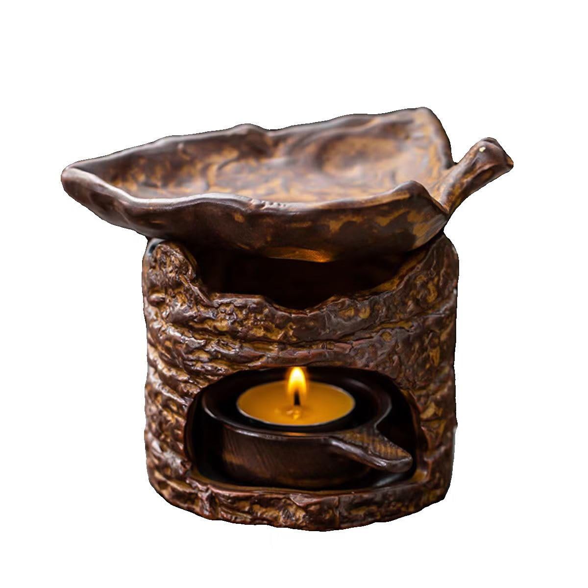Duftkerzenhalter, Ölbrenner, chinesischer Retro-Röster, Aromaöl-Diffusor, Keramik-Kerzenständer, Duftölwärmer, Brenner for ätherische Öle zur Meditation(A)