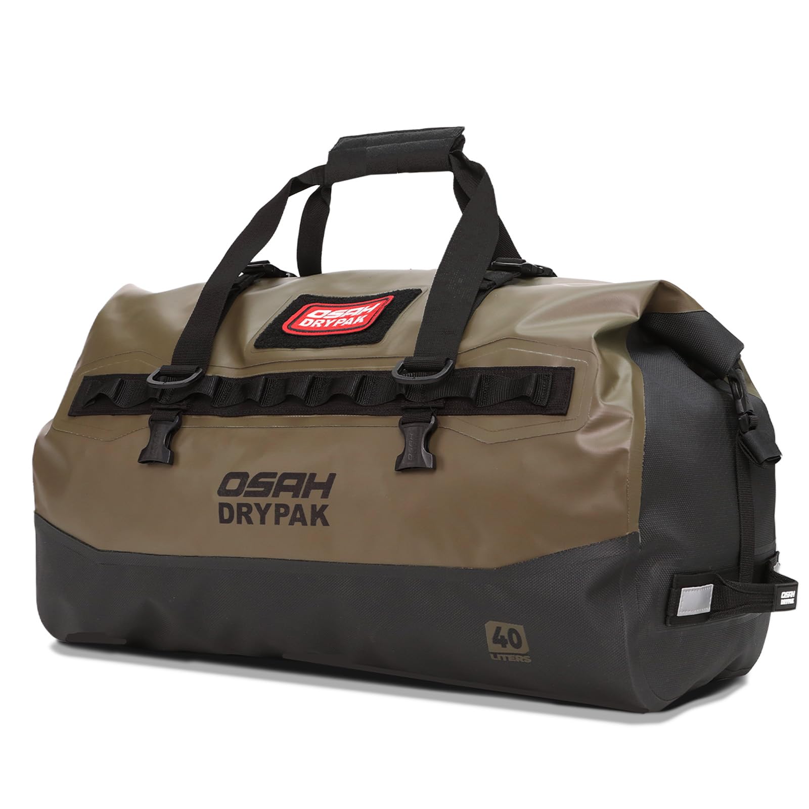 Waterproof Duffel Bag - Motorcycle Dry Bag 40L Tail Bag with Large Storage Space, Waterproof Duffle Bags with Outer Mesh Zipper Pocket for Camping, Kayaking, Fishing &amp; Traveling-Mudbrown