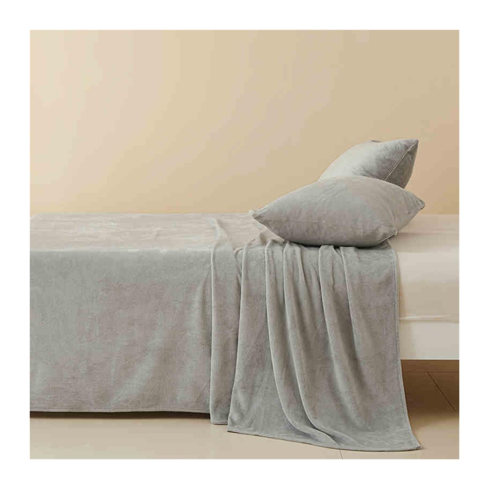 Sábana Plana Franela 180x245cm 245x250cm 245x270cm 245x300cm 245x350cm de Color Sólido Suave Transpirable Sábana Encimera para Invierno de Tacto(Silver Gray,245x350cm)