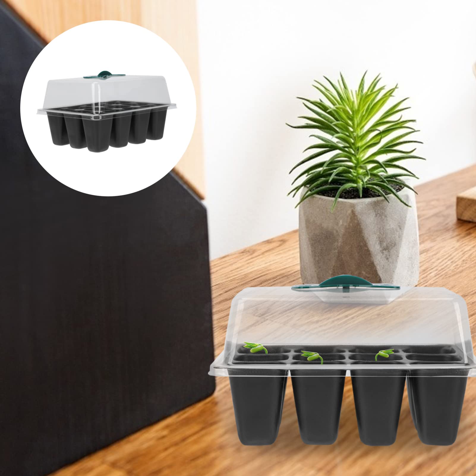 BESTonZON 2 Set Vassoio per Piantine con Contenitore per Germinazione con per Microgreens E Insalate 3 Pezzi*2