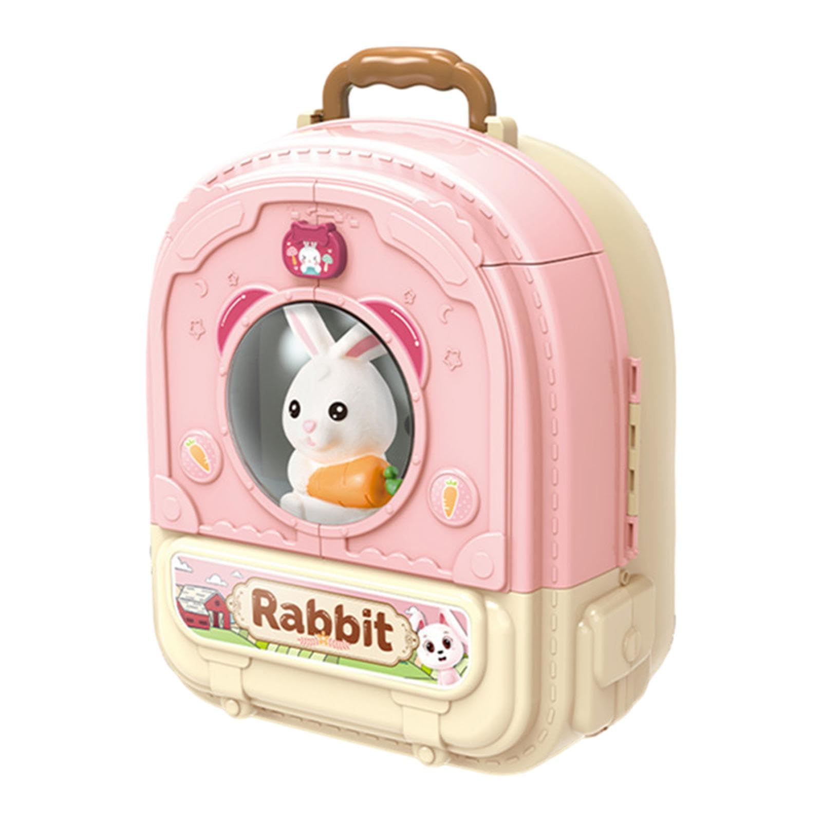 Transportín para Mascotas de Juguete, Juego de rol de Cuidado de Mascotas con Mochila, Juguete de Animales de Dibujos Animados para Fiestas Y Reunione, Rosa