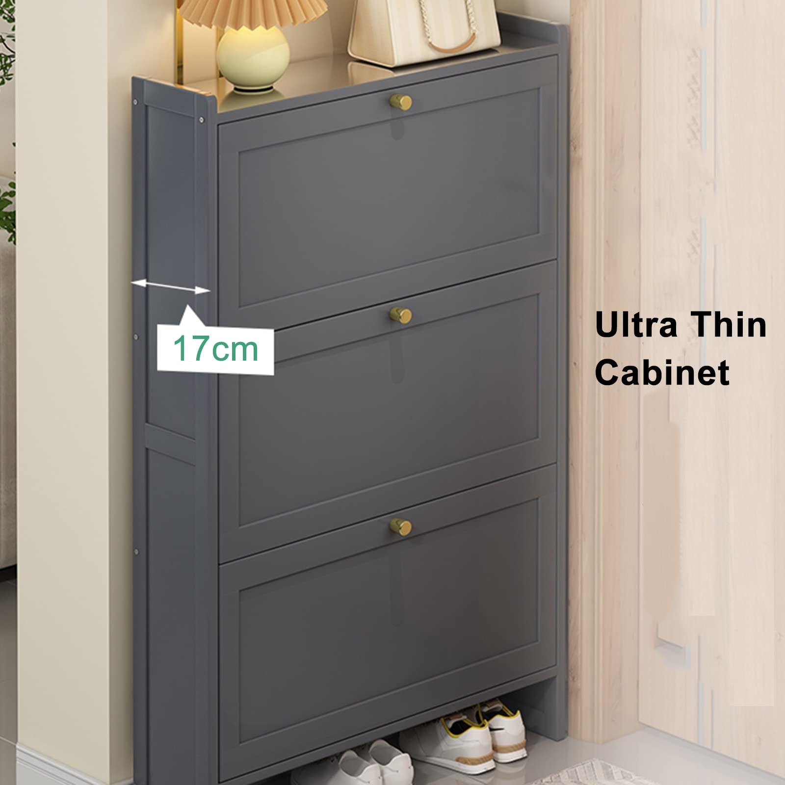 Moderno zapatero con puertas abatibles, elegante solución de almacenamiento de zapatos para entrada, dormitorio y pasillo, zapatero independiente para colección de calzado nized
