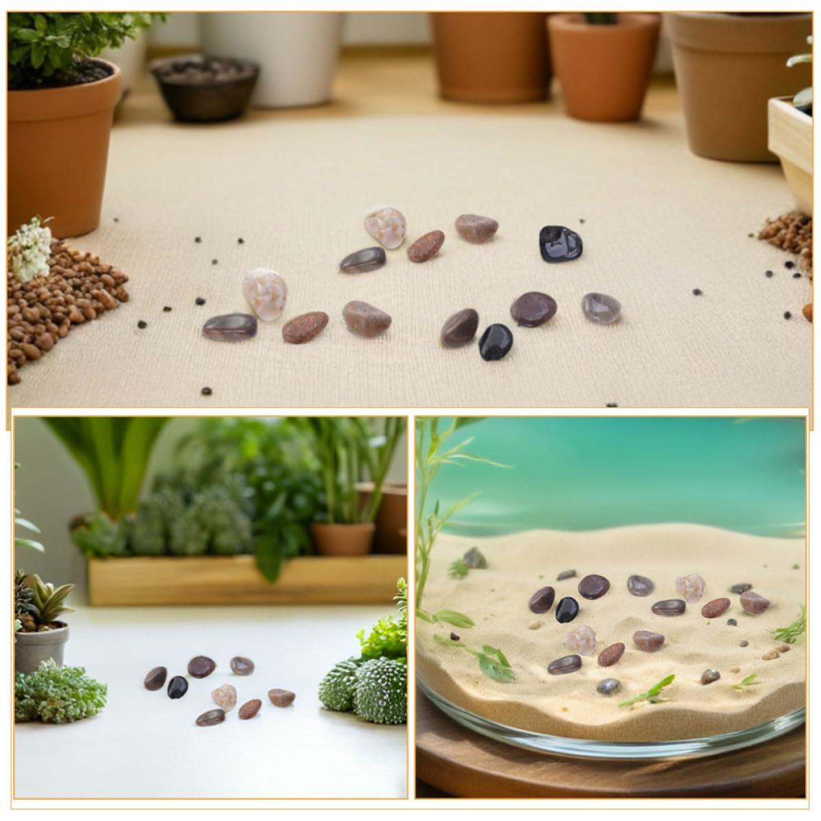 Guijarros Decorativos para Acuarios de 1500g, Pulidos, Naturales