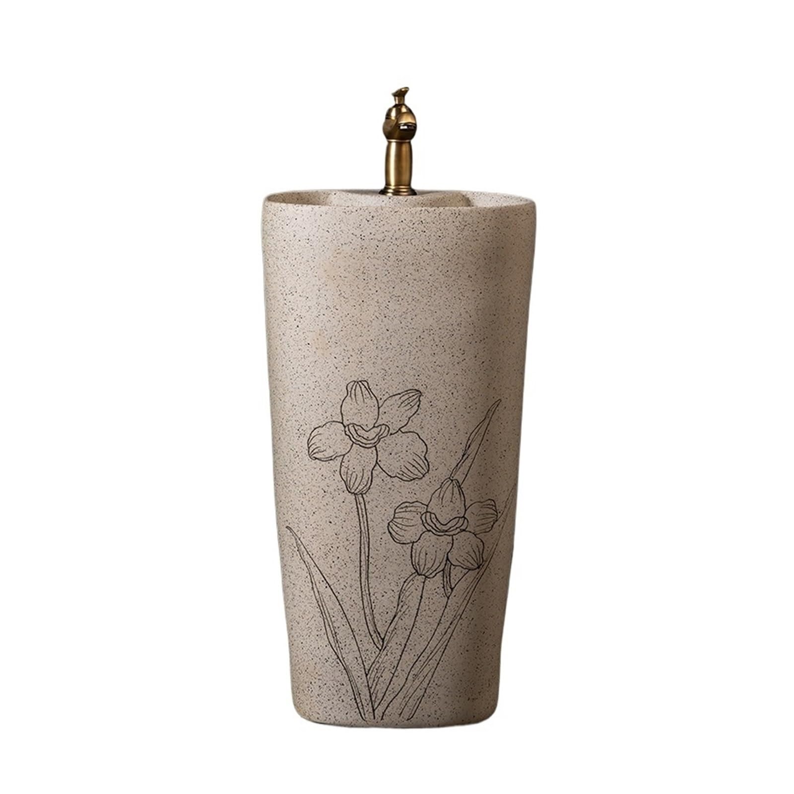 ASerZenith Modern Outdoor Ceramic Pedestal Sink Combination With Faucet And Drain Kit Home Bathroom Integrated Wash Basin Bathroom Pedestal Sink
