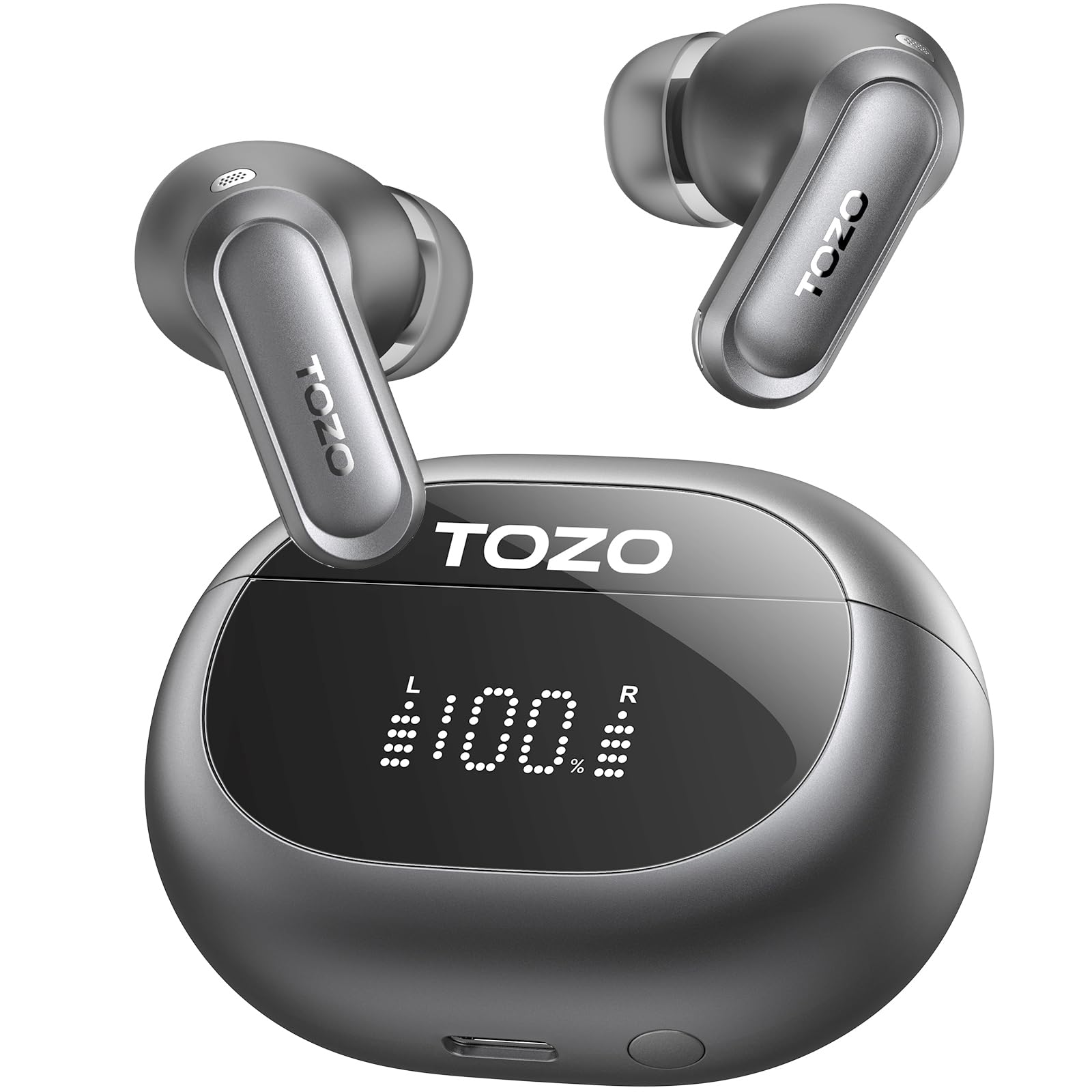 TOZO T9 True Wireless Earbuds Environmental Noise Cancellation 4 Mic Call Noise Cancelling Headphones Deep Bass Bluetooth 5.3 Light Weight Wireless Charging Case IPX7 Waterproof Headset Black