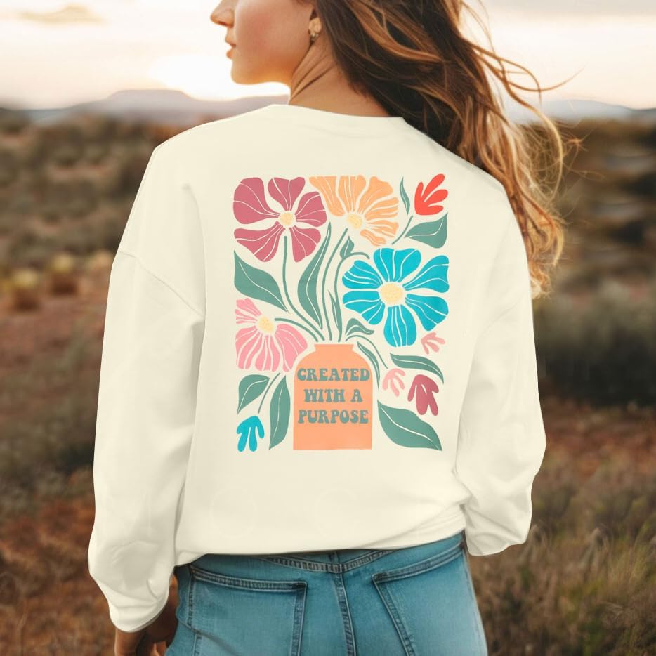 LOTUCY Christian Floral Sweatshirt Women: Bible Verse Shirts Jesus Religious Inspirational Long Sleeve Pullover Tops - Image 4