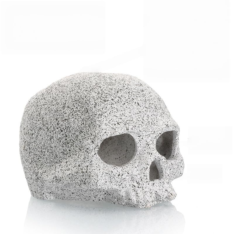 BEGONDIS Aquarium Rock Ceramic Cave Decoration - Skull Design, Safe for Shrimp, Cichlids & Small Fish, Ideal for Hiding & Breeding