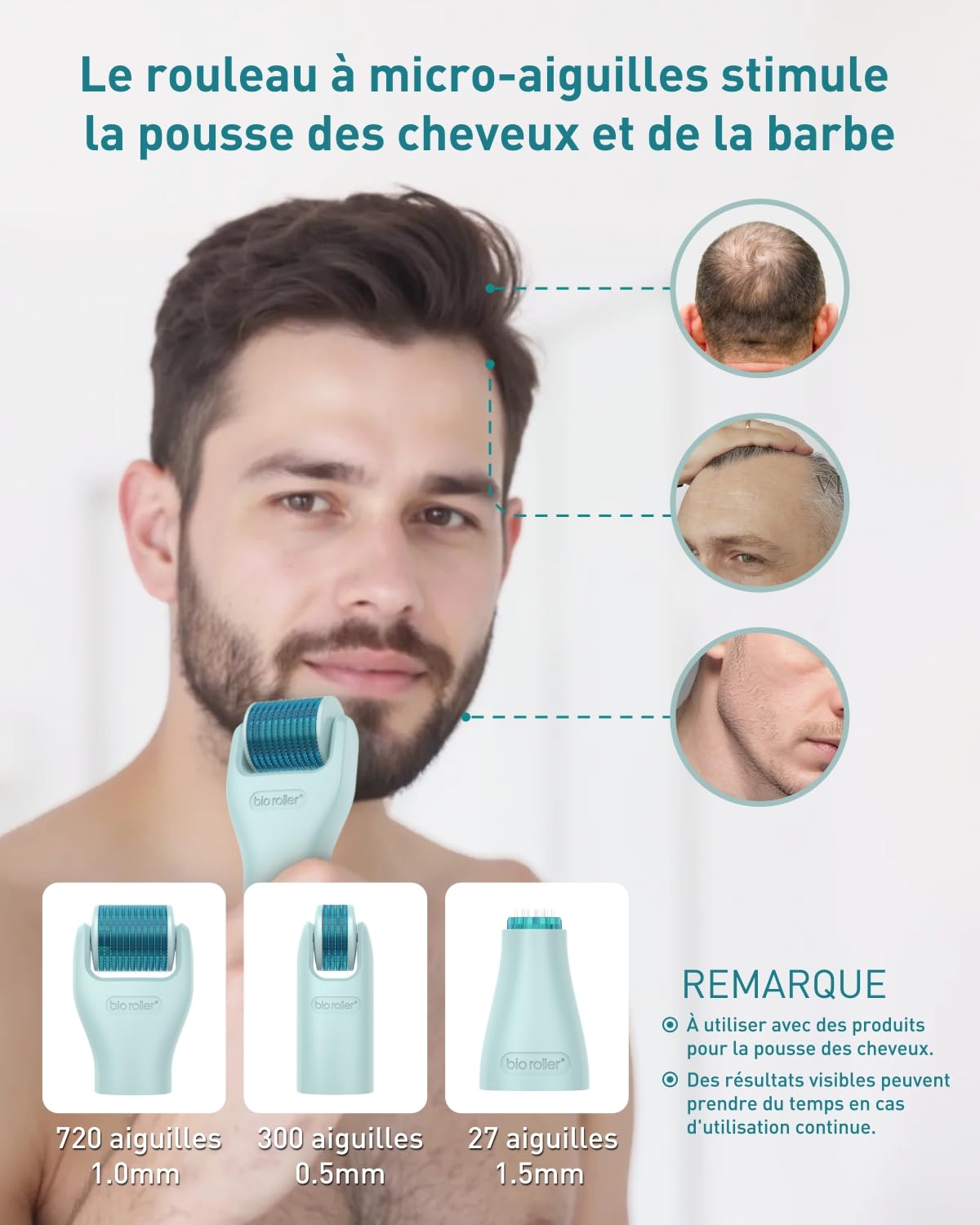 Derma Roller 0.5 mm, Kit Microneedling 10 in 1 pour le soin/massage/nettoyage de la peau, rouleau à barbe 720 aiguilles en titane, Pour les rides, les pores dilatés, les rides et les cicatrices G10