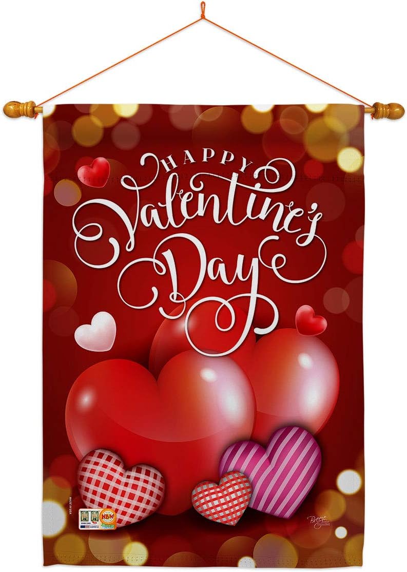 Beloved Valentines Day House Flag Springtime Valentine Happy Heart Couple Romantic February Holiday Love Small Decorative Gift Yard Banner Made In USA 28 X 40