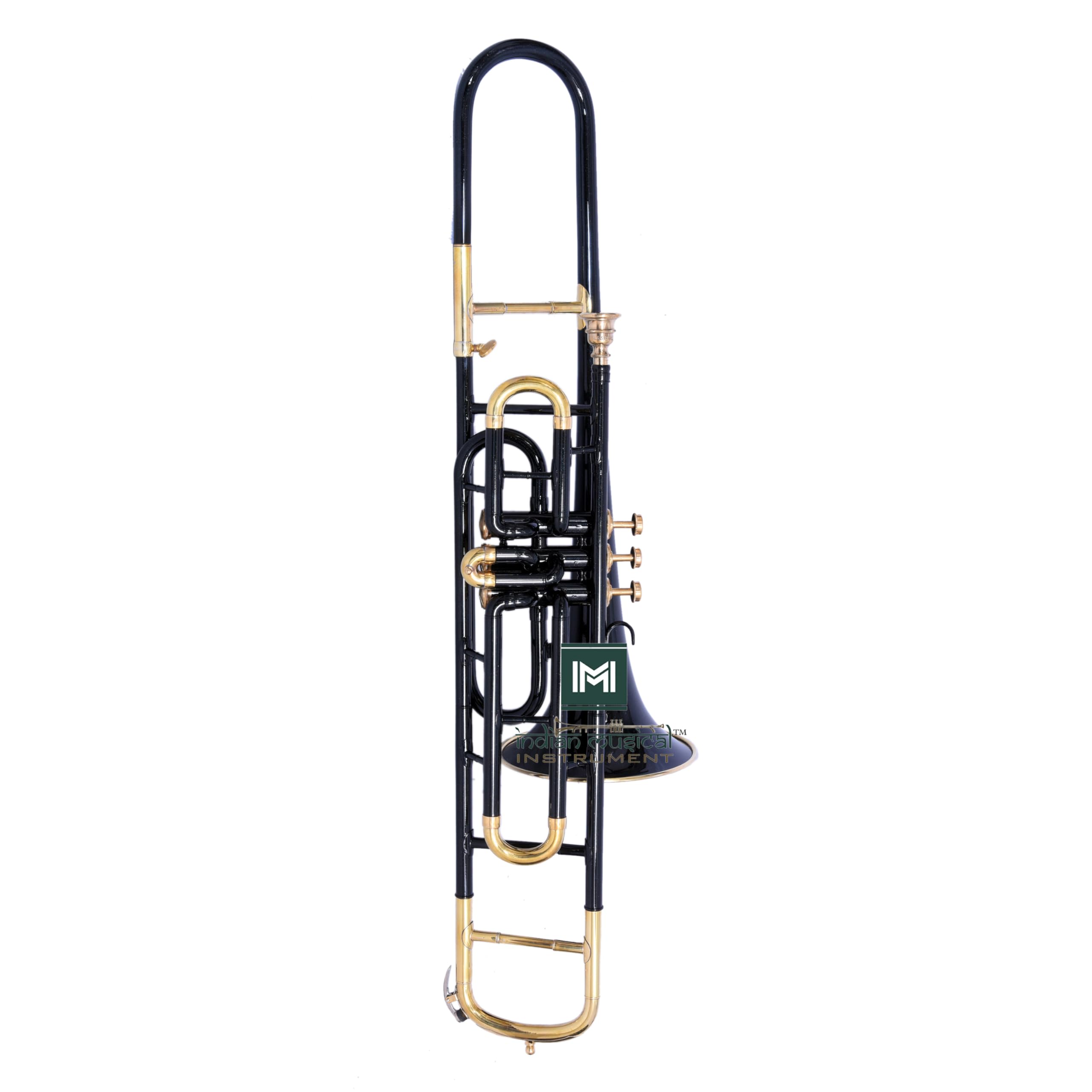 Valvola trombone, passo BB, qualità in ottone con custodia per il trasporto e bocchino incluso (oro nero)