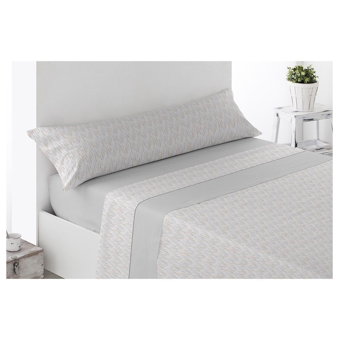 Acomoda Textil – Juego de Sábanas Térmicas de Pirineo. Sábanas de Invierno Tejido Polar para Cama Individual y Matrimonio, 3 Piezas Ropa de Cama Ajustable, Cálida y Suave. (Pinatar Gris, 135 cm)
