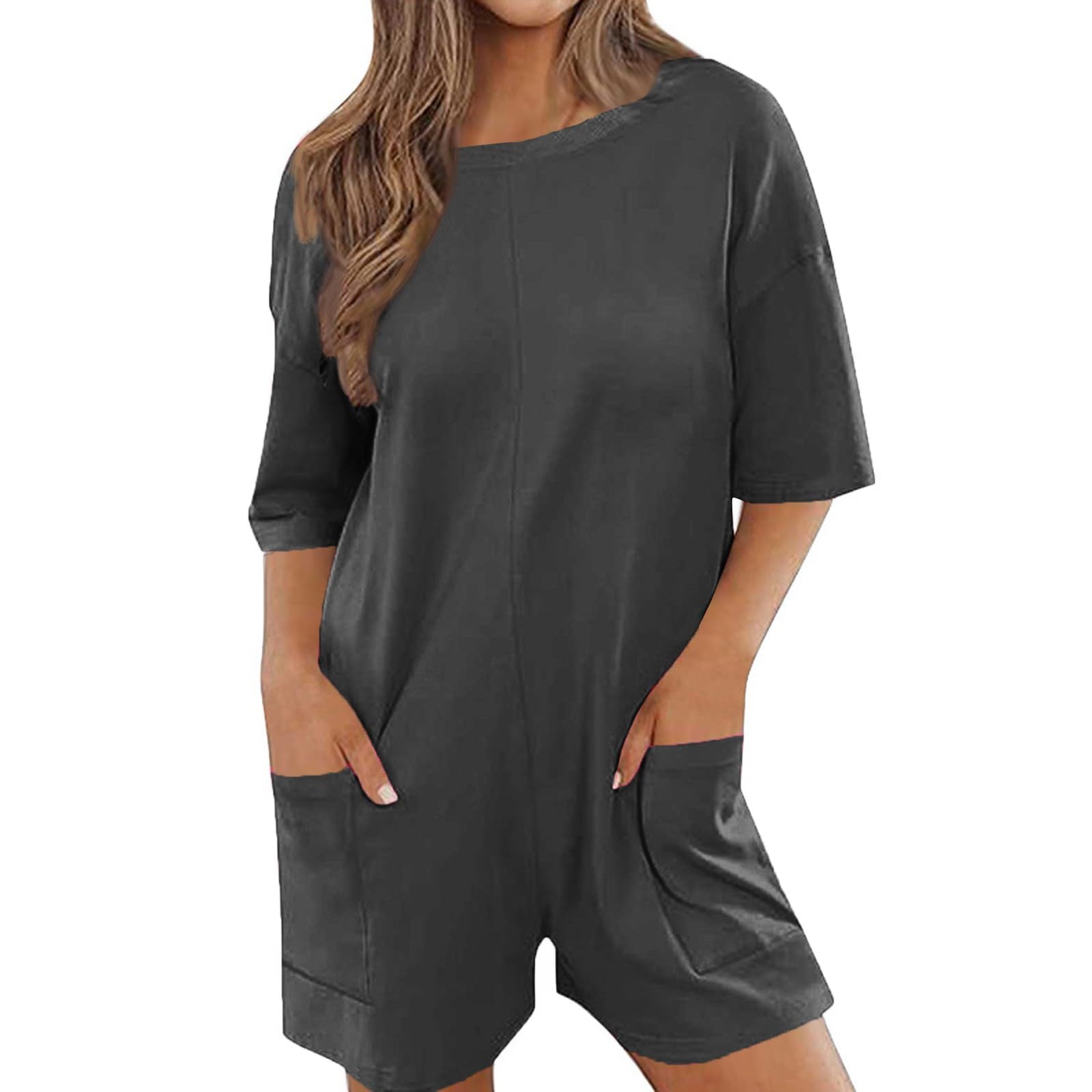 Summer Rompers for Women 2026 Spring Flowy Dressy Casual Cotton Jumpsuits Beach Comfy Linen Athletic Overalls