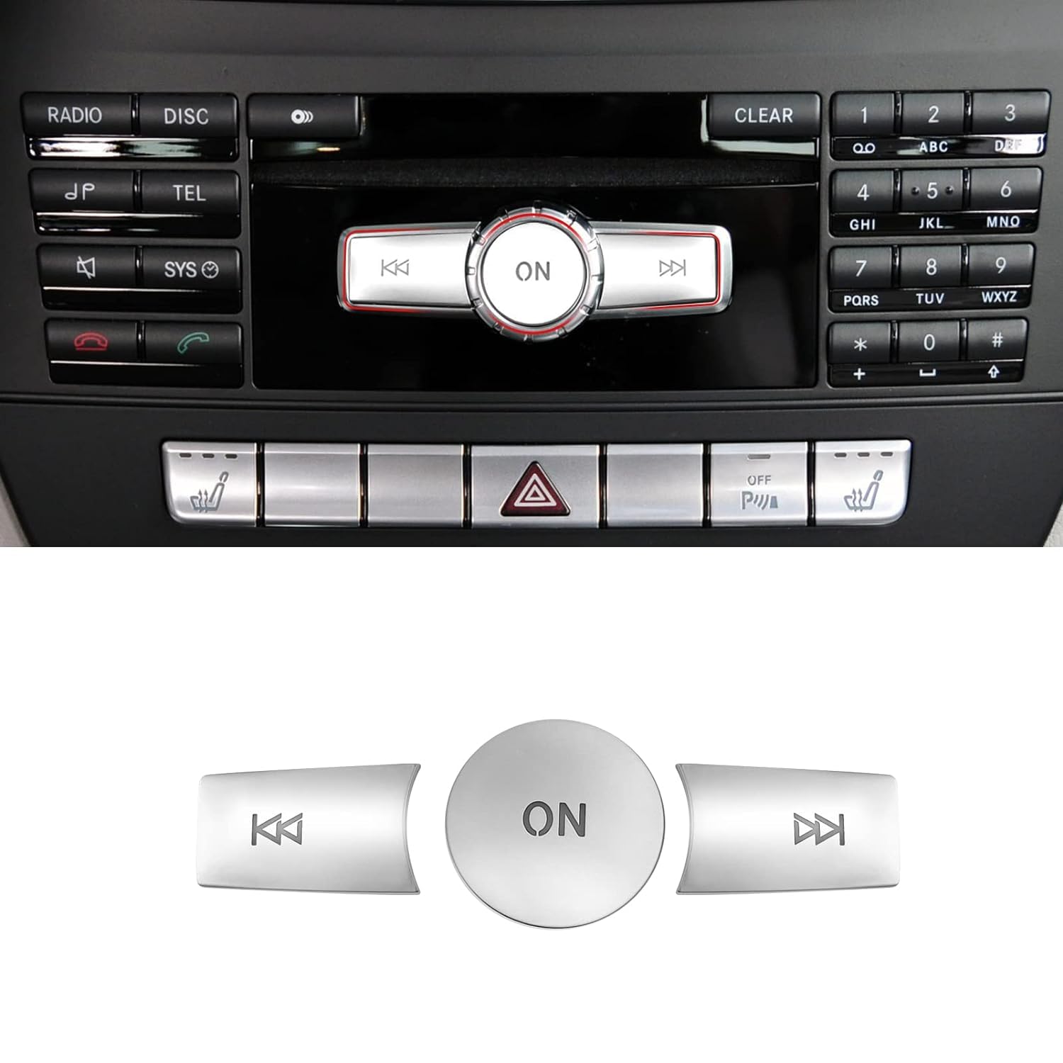 Compatible with Mercedes Benz Radio Button Cover Stickers, X204/W204 Volume Button Sticker Radio ON Button Cover for B Class W246/C Class W204/ E Class W212/ G Class/ML W166 CL/SL/CLA/CLS/SLK