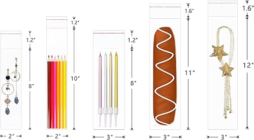 Miniatura 5 de 3 bolsas transparentes selladas con cristal de 11 pulgadas, 300 bolsas adhesivas de celofán resellables, bolsas largas adhesivas para violonchelo de