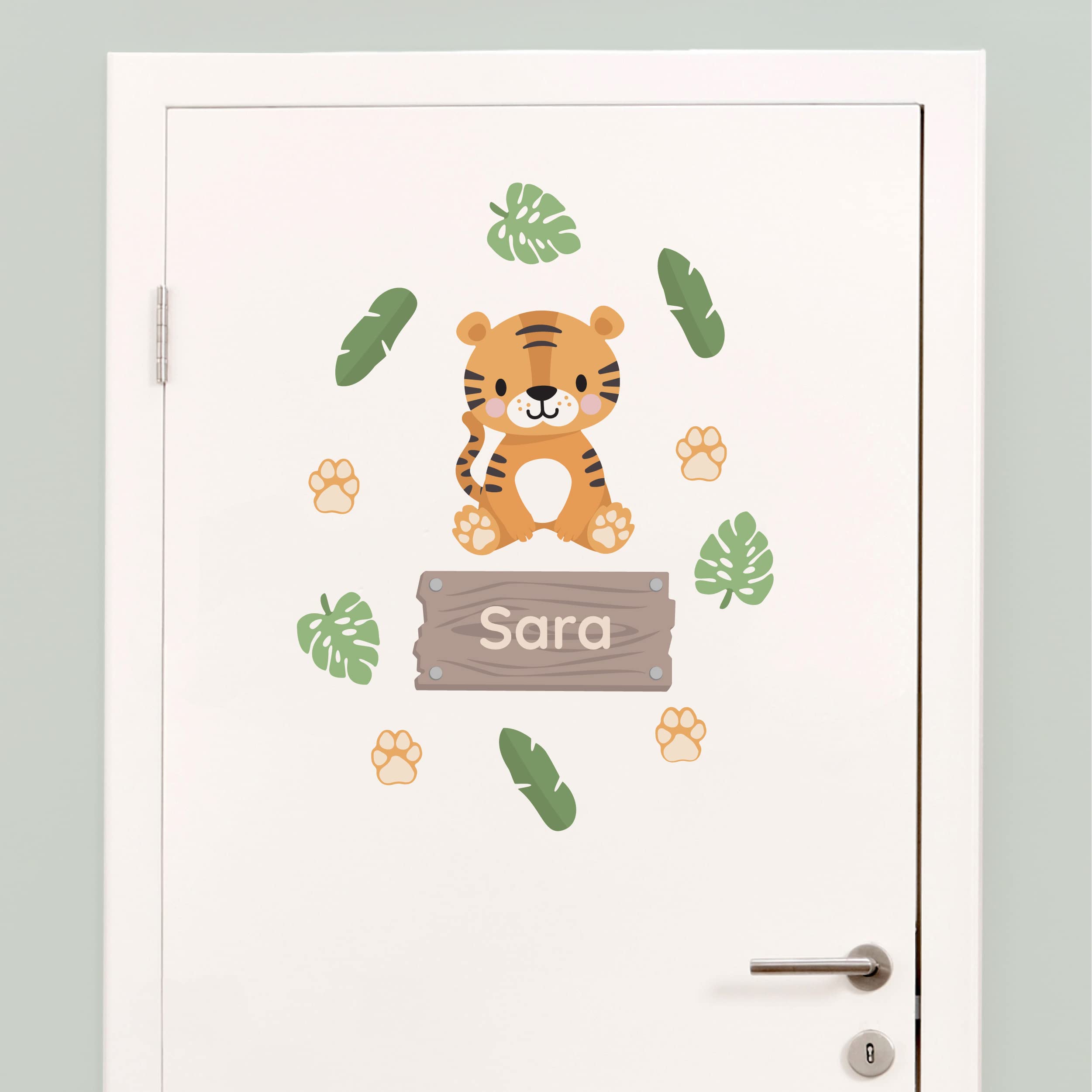 My Nametags® Personalised Tiger Name Door Stickers for Kids | Self-Adhesive Room Decor for Walls, Doors or Furniture | Easy to Apply Door Decoration for Child's Bedroom, Nursery or Playroom