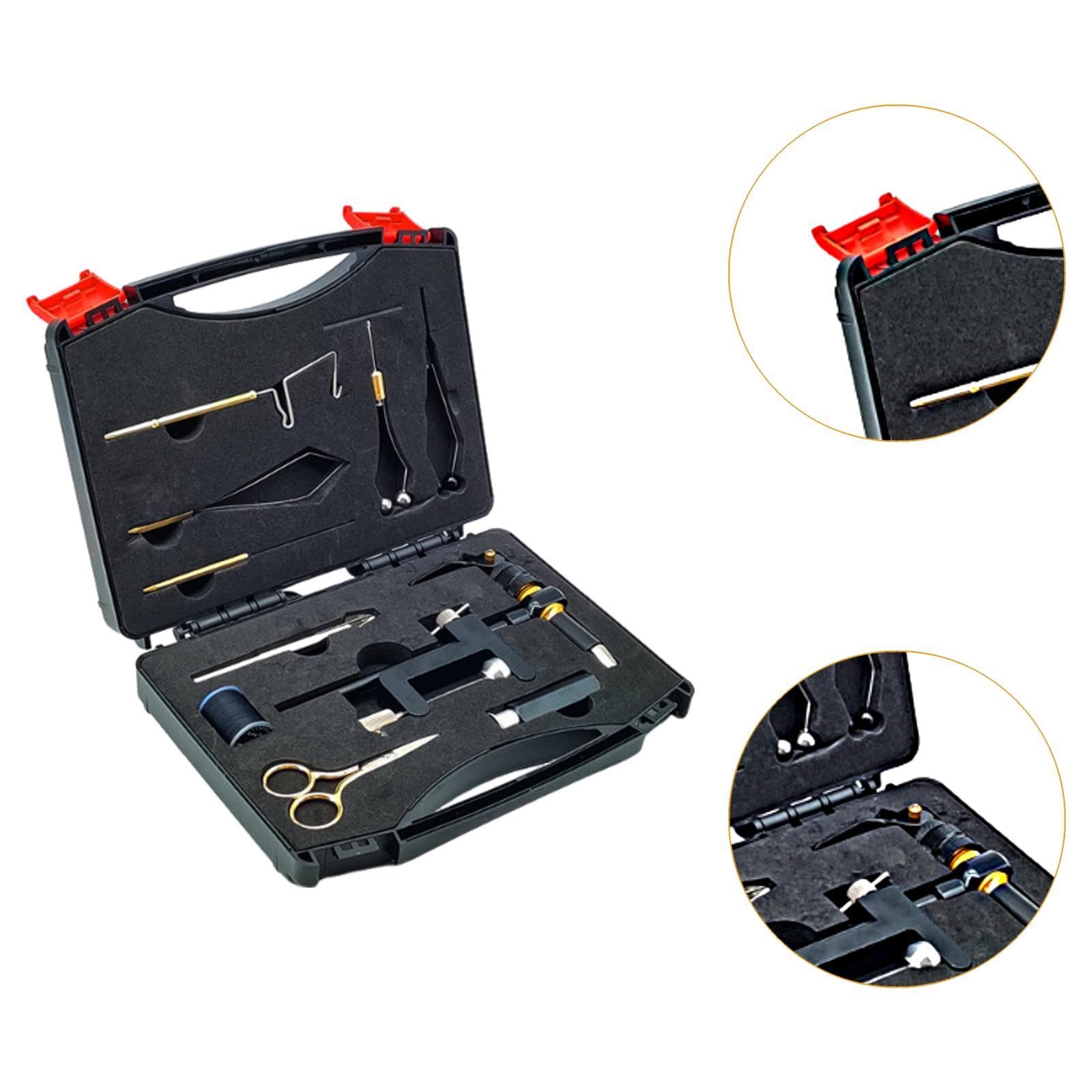 Fliegenbinden Set Werkzeug Flyfishing Bindematerialien Angelgeräte Zubehör mit Metallverarbeitung Und Aufbewahrungsbox für Erwachsene für Ausflüge