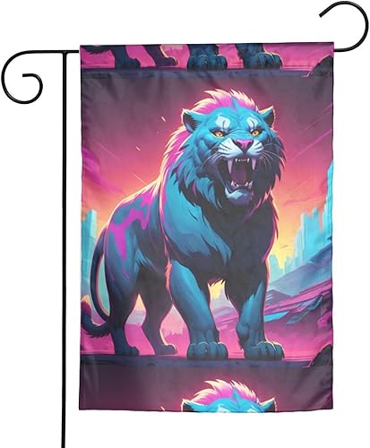 Miniatura 5 de Synthwave Sabertooth Prints Summer Garden Flag Double Sided Decoration Courtyard 12x18in