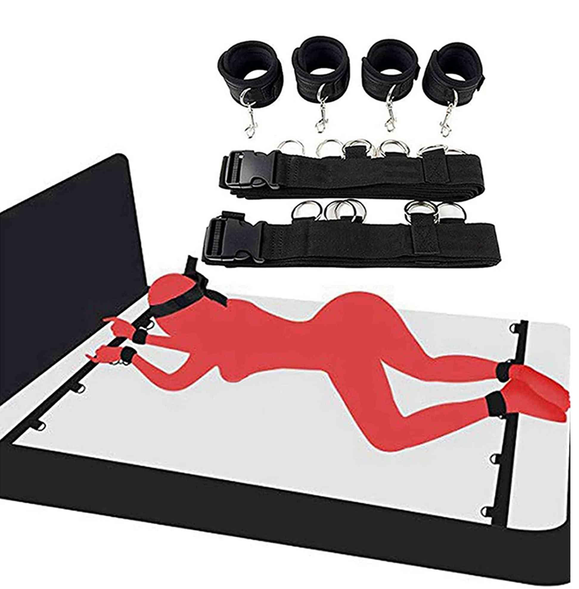 Bed Bonage Kits Queen Bed Restrains for Ankles and Wrist King Size Bed Bondaged Restraints Sex Kit for Couples Bed Straps for Adult Play Handcuffs Sex Restraining Set for Women Bedroom Toy Sweatshirt