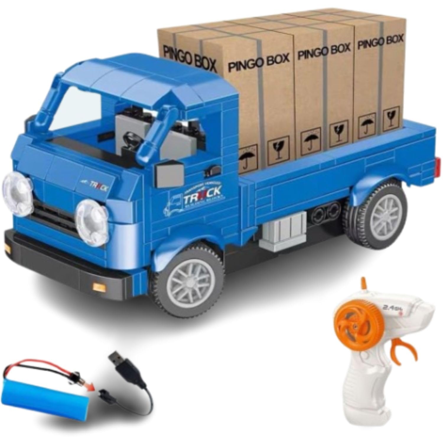 RC Building Block Pickup Truck, 267PCS Remote Control DIY Construction Vehicle, 2.4GHz Rechargeable STEM Toy for Kids Boys & Girls 6+ Years-image-32