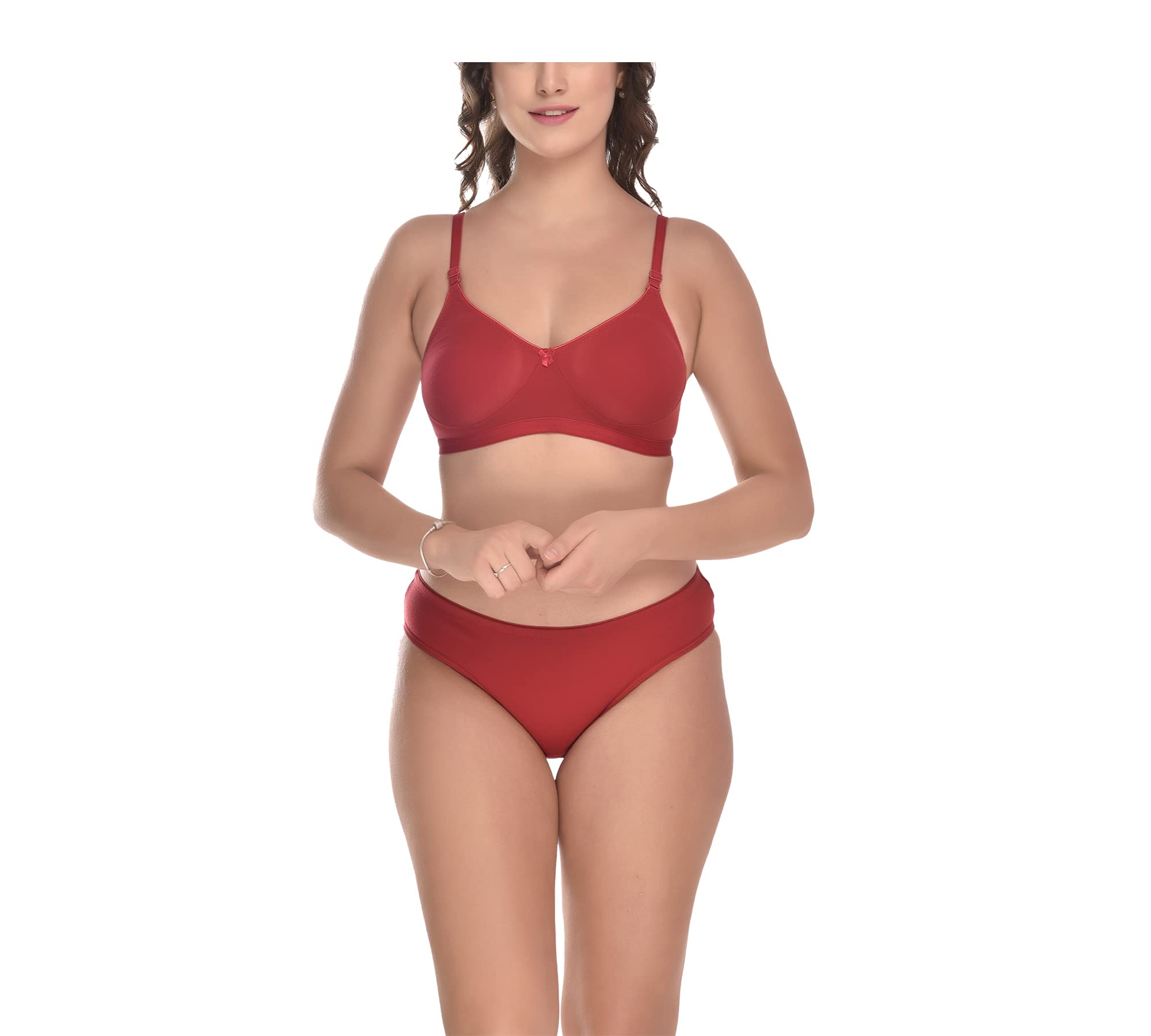 elina Women's Full Coverage Non Padded with Detachable Strap Cotton Hosiery Bra and Panty Set (Lovia Set)-picture-18