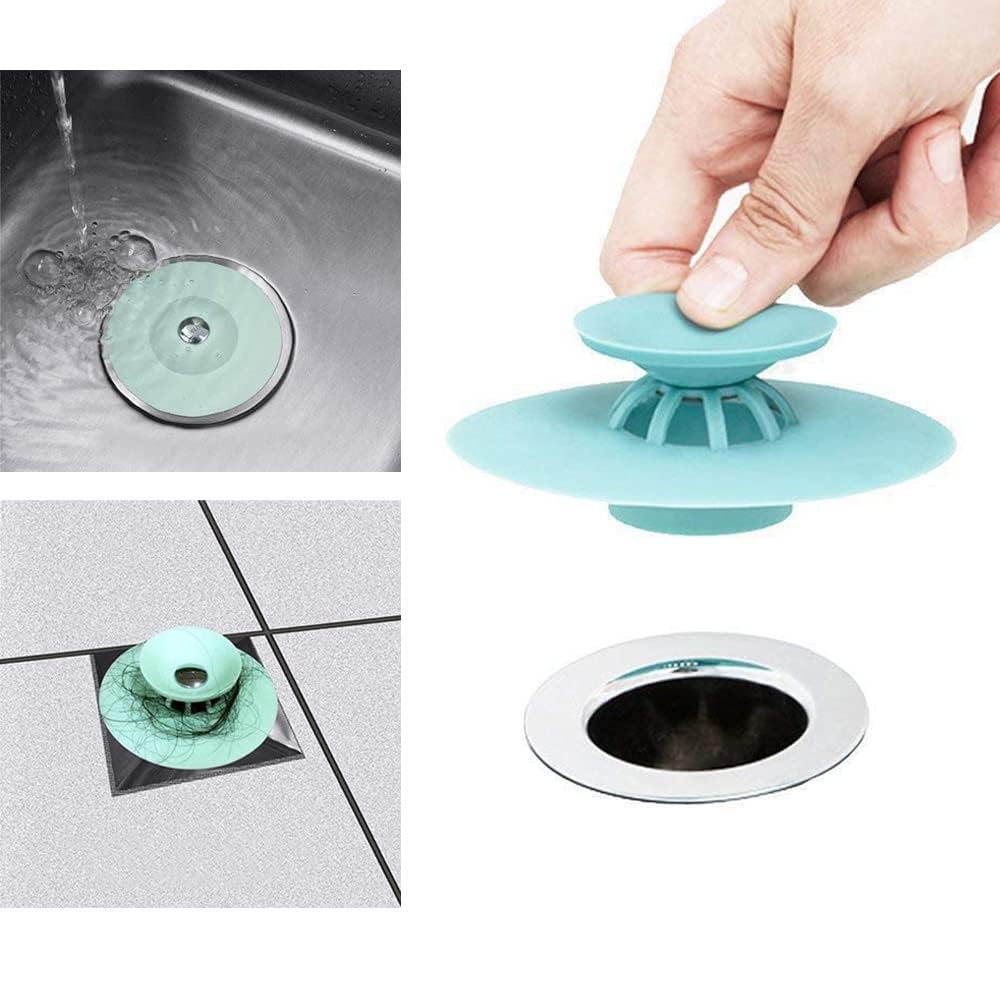 LEXUN 1Pc 2in1 Silicone Kitchen Sink Water Stopper Bath Tub Plug Sealer Drainer Hair Catcher (Multicolour) (B0CSKBTMM5) Amazon Price History, Amazon Price Tracker