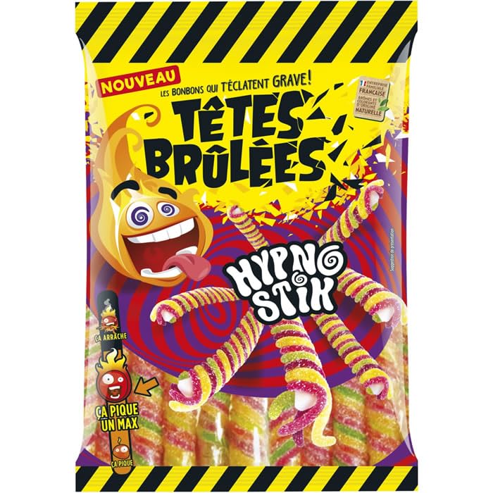 TETES BRULEES Hypnostik Bonbons acidulés aromatisés aux fruits 180 g