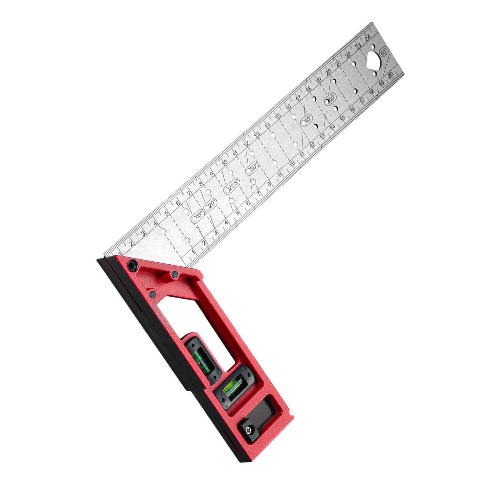 Apglsxy Multifunction Marking Square For Woodworking With High Accuracy Lasering Scale Integrated Levels Bubble And Adjustable Positioning Holes Lasering Scale Professional Measuring Instrument
