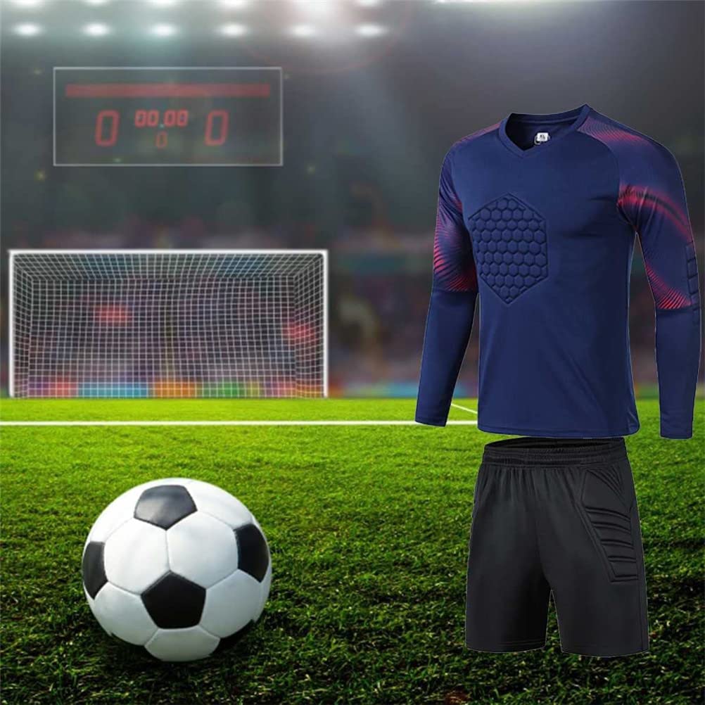 Camisetas de Portero Adulto con Protección, Camiseta de Fútbol y Pantalón Largo Personalizados - Fútbol Personalizada Niños y Adultos con Nombre, Número, Logotipo del Equipo