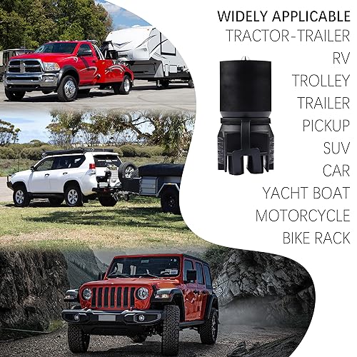 carleef Trailer Plug Adapter - Standard Trailer Adapter 7 Pin Round to 4 Pin Flat - Universal Weatherproof Trailer Light Adapter 7 Pin Trailer Connector for Most Trailer ATV RV Tow Hitch