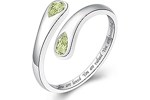 Women Daughter Thumb Rings - 925 Sterling Silver Adjustable Gemstone Birthstone Teardrop Encouragement Rings