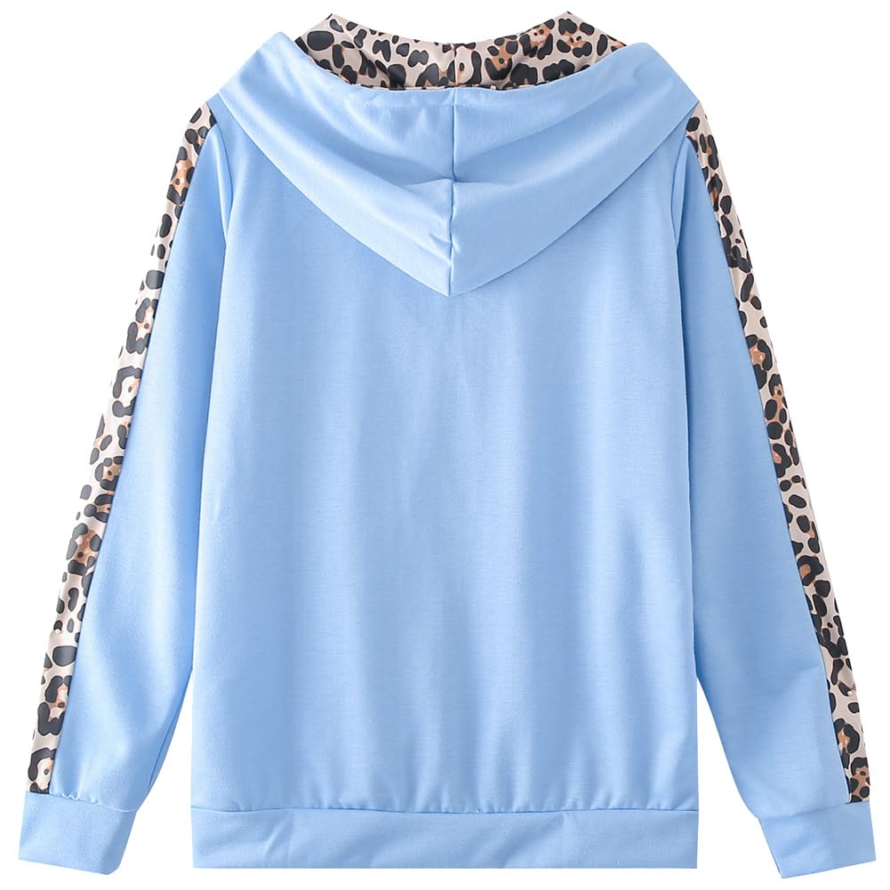 amropi Traingsanzug Damen Jogginganzug Leopard Kapuzenpullover Lange Ärmel Top + Hose Sportanzug 2 Stück