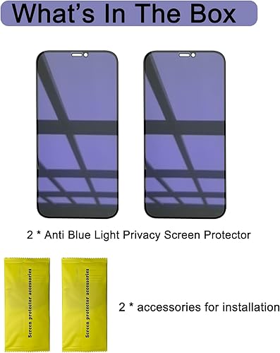 Miniatura 7 de Paquete de 2 protectores de pantalla de privacidad anti-luz azul compatibles con iPhone 12/iPhone 12 Pro de 6.1 pulgadas, dureza 9H, resistente a