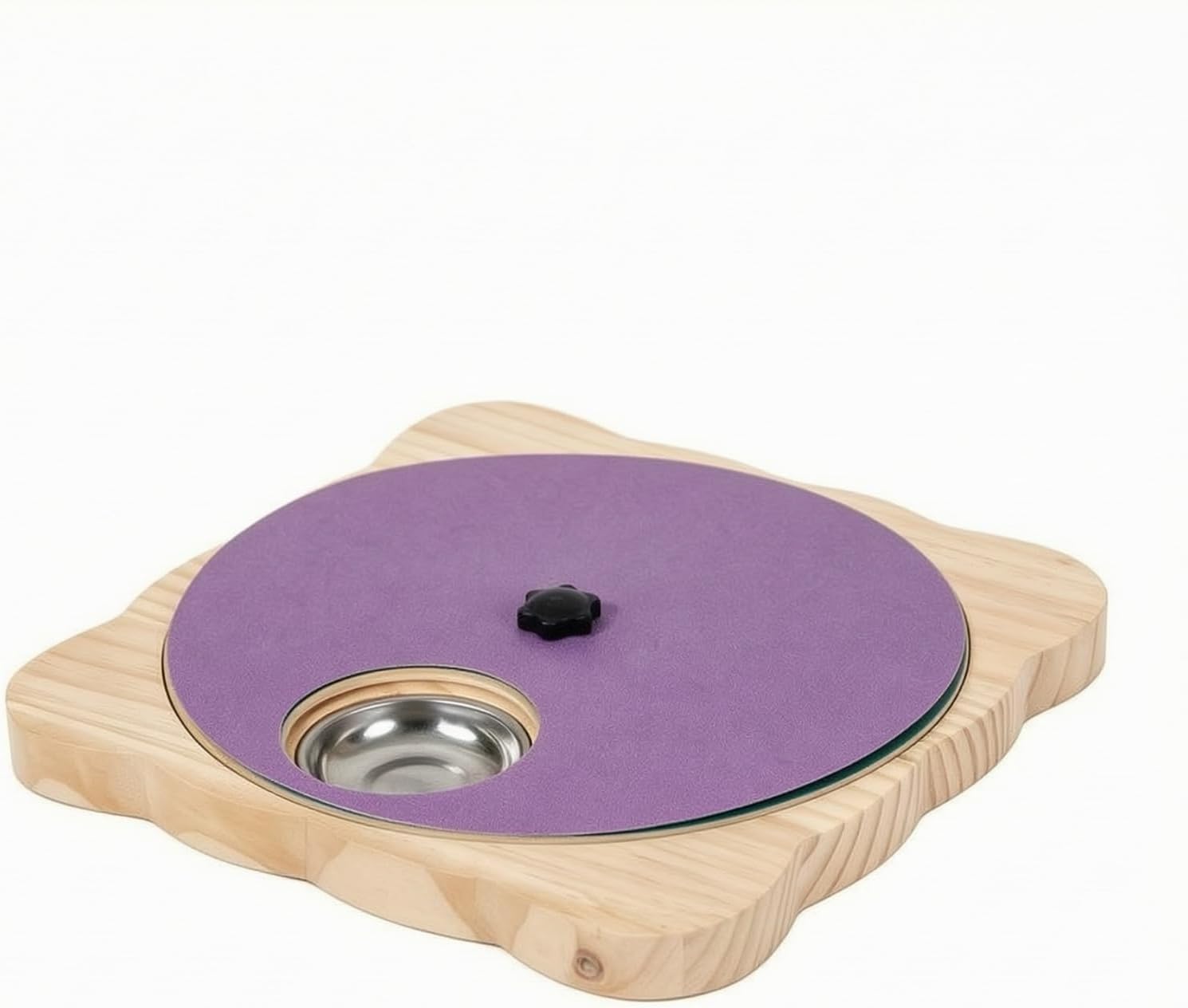 Gralara Wooden Feeding Board with Bowl Engaging Rotatable Pet Slow for Pets, Patio, Purple