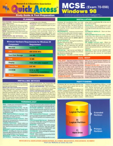 Amazon.com: Rea Quick Access MCSE Windows 98 Exam 70-098: 9780878913077 ...