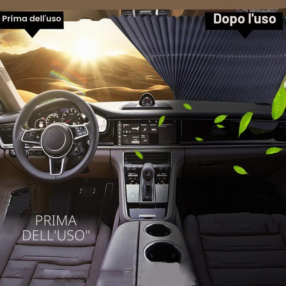 Parasole per parabrezza auto, stile a fisarmonica, retrattile e automatico, per parabrezza anteriore